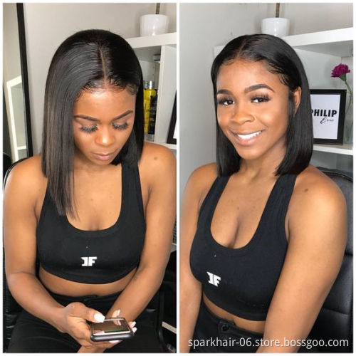 Cheap Short Bob Transparent Hd Lace Human Hair Wig,8-14inch Mink Brazilian Hair Wig,4x4 Closure Short Bob Wigs For Black Women